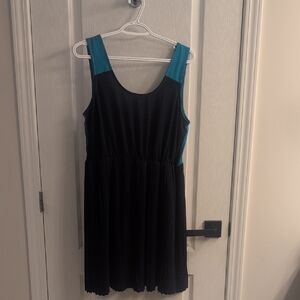 C. Luce Navy Blue and Teal Casual Dress